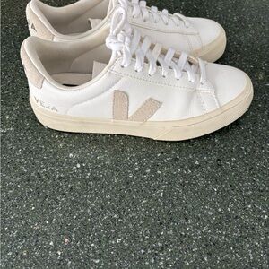 Veja Women's White and Tan Sneakers